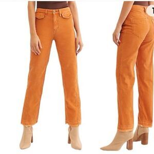 Free People We the Free Negroni Corduroy Straight Leg in Orange Size 25